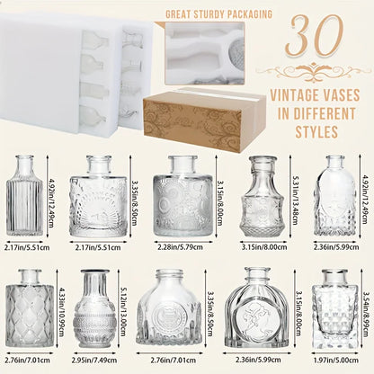 30Pcs Small Vintage Vase Set