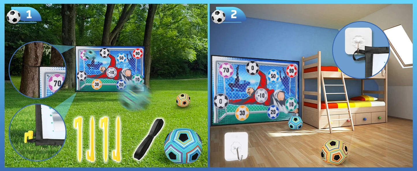 Football Ball Game Set for Kids Indoor Outdoor Soccer Train Sport Game Foldable Toys for 3 4 5 6 7 8 Years Old Boys Girls