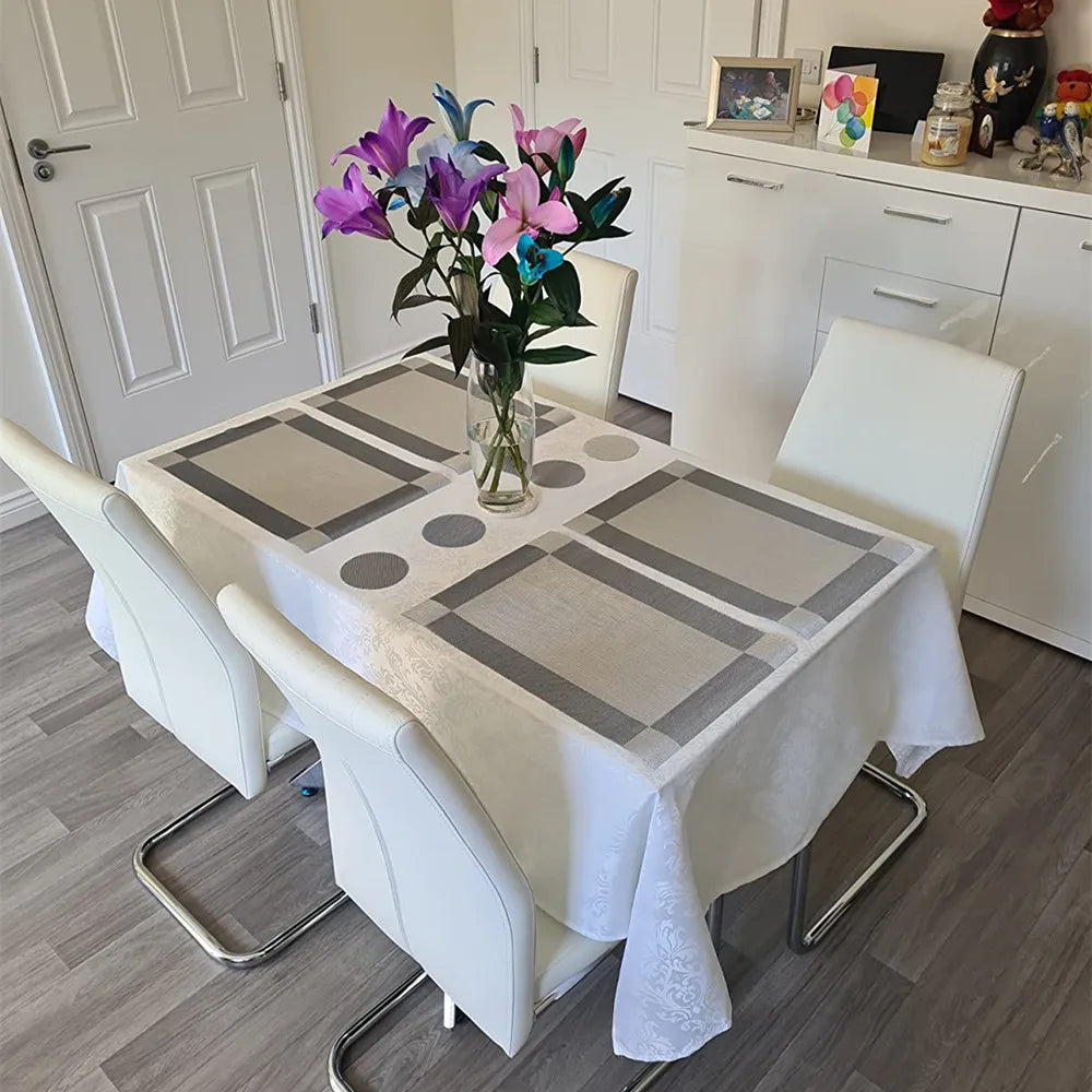 Woven Vinyl Placemats Set Place Mats Crossweave Non-Slip Washable Table Mats for Dining Table Kitchen Reataurant Decor Coasters