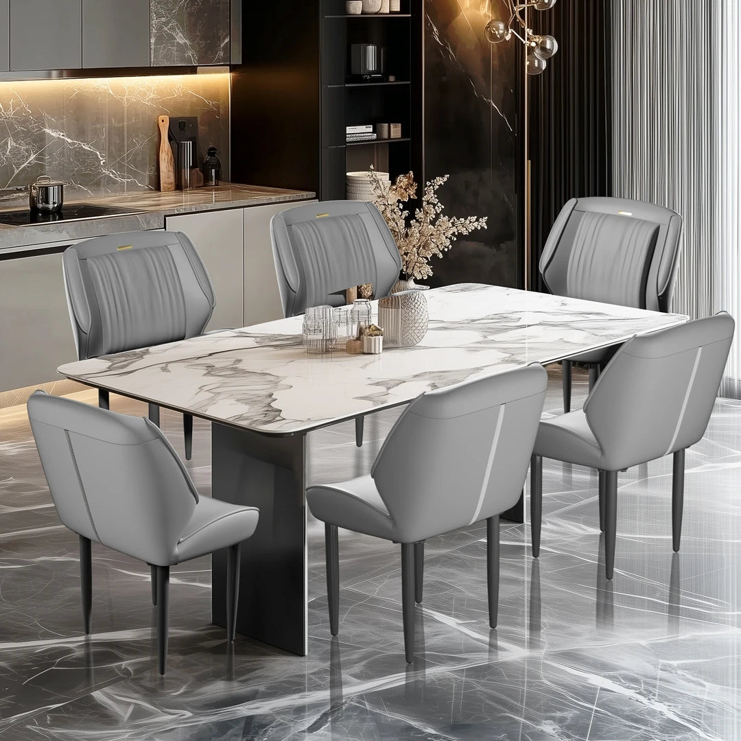 2Pcs PU Leather Dining Chairs Armless Wide Back Modern Accent Chairs for Dining Room Kitchen Suitable for All Tables