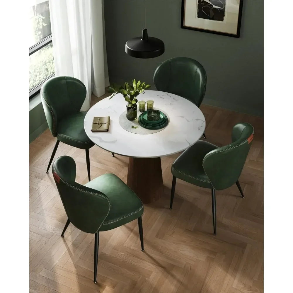 Dining Chairs Set of 6, Upholstered Kitchen Chairs, Comfortable Seat, Synthetic Leather with Stitching