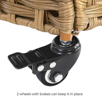 Laundry Hamper with Lid 140L Synthetic Rattan Laundry Basket with Wheels Clothes Hamper with 3Removable Liner Bags 3Section