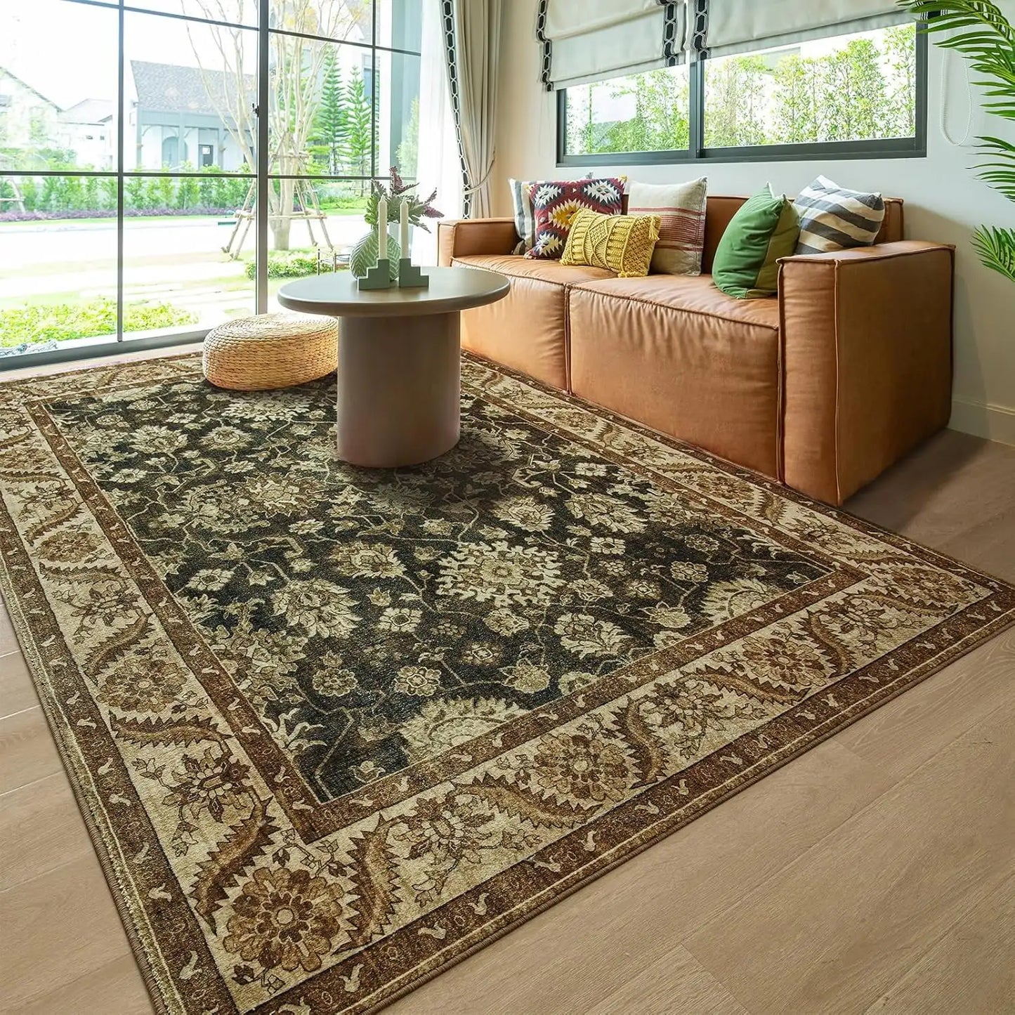 New Vintage Floral Rugs Soft Accent Large Area Rug Fluffy Carpet for Bedroom Living Room