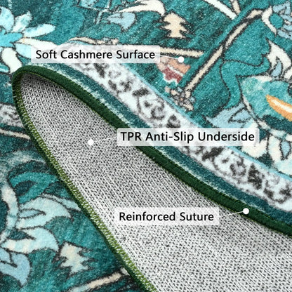 Faux Cashmere Vintage Floral  Soft Accent Area Rug, Low Pile for Living Room Bedroom