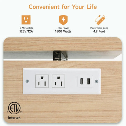 60" Mobile Kitchen Islands Rolling Trolleys Kitchen Island Table Drop Leaf Home Carts with Power Outlet Spice Towel Rack Trash