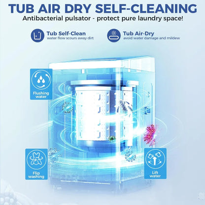 Portable Washing Machine, 17.8Lbs Portable Washer Machine,2.4Cu.ft Compact Laundry Washer & Dryer Combo with Drain Pump