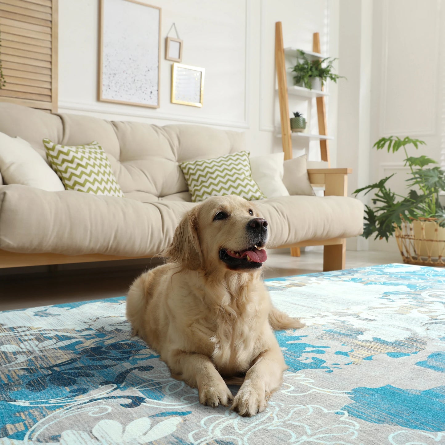 Elegant Floral Faux Wool Area Rug