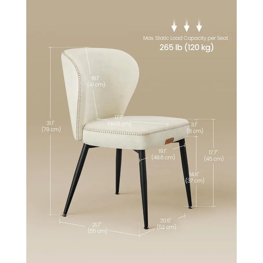 Dining Chairs Set of 2, Upholstered Kitchen Chairs, Comfortable Seat, Synthetic Leather with Stitching, Mid-C