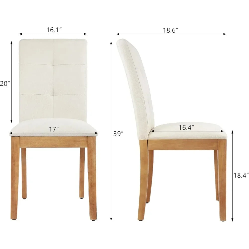 Dining Chairs , Modern Upholstered Fabric Dining Room Chairs, Armless Kitchen Chairs with Wood Legs and Padded Seat