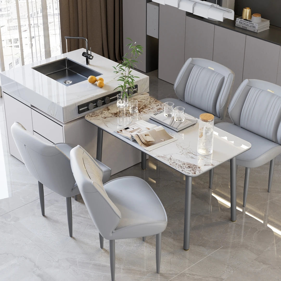 2Pcs PU Leather Dining Chairs Armless Wide Back Modern Accent Chairs for Dining Room Kitchen Suitable for All Tables