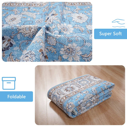 Vintage Floral  Soft Accent Area Rug  Low-Pile Carpet for Living Room Bedroom