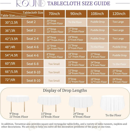 12 Pack White Round Tablecloth 90 inch Round Table Cloth Polyester,White Tablecloths for Round Tables