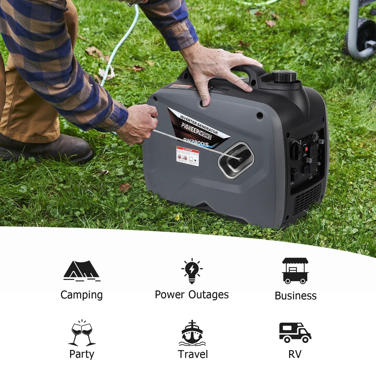 Portable Gasoline Generator 2500W, Fuel Generator, Low Noise, Suitable For Outdoor, Camping, Home, Emergency