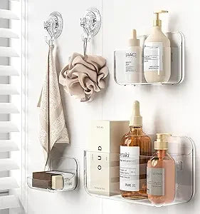 Shower shelves, Adhesive Clear Acrylic Bathroom Shower caddy Organizer, Transparent No Drilling Wall Mount Bathroom Storage