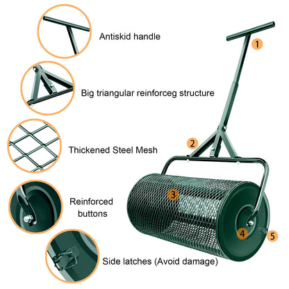 Fertilizer spreader Compost Spreader, Peat Moss Spreader, Metal Mesh Manure Spreader for Lawns, Garden Planting Seeding