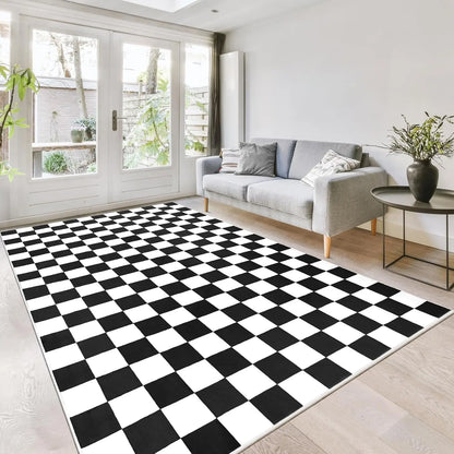 Black and White Checkered Rug