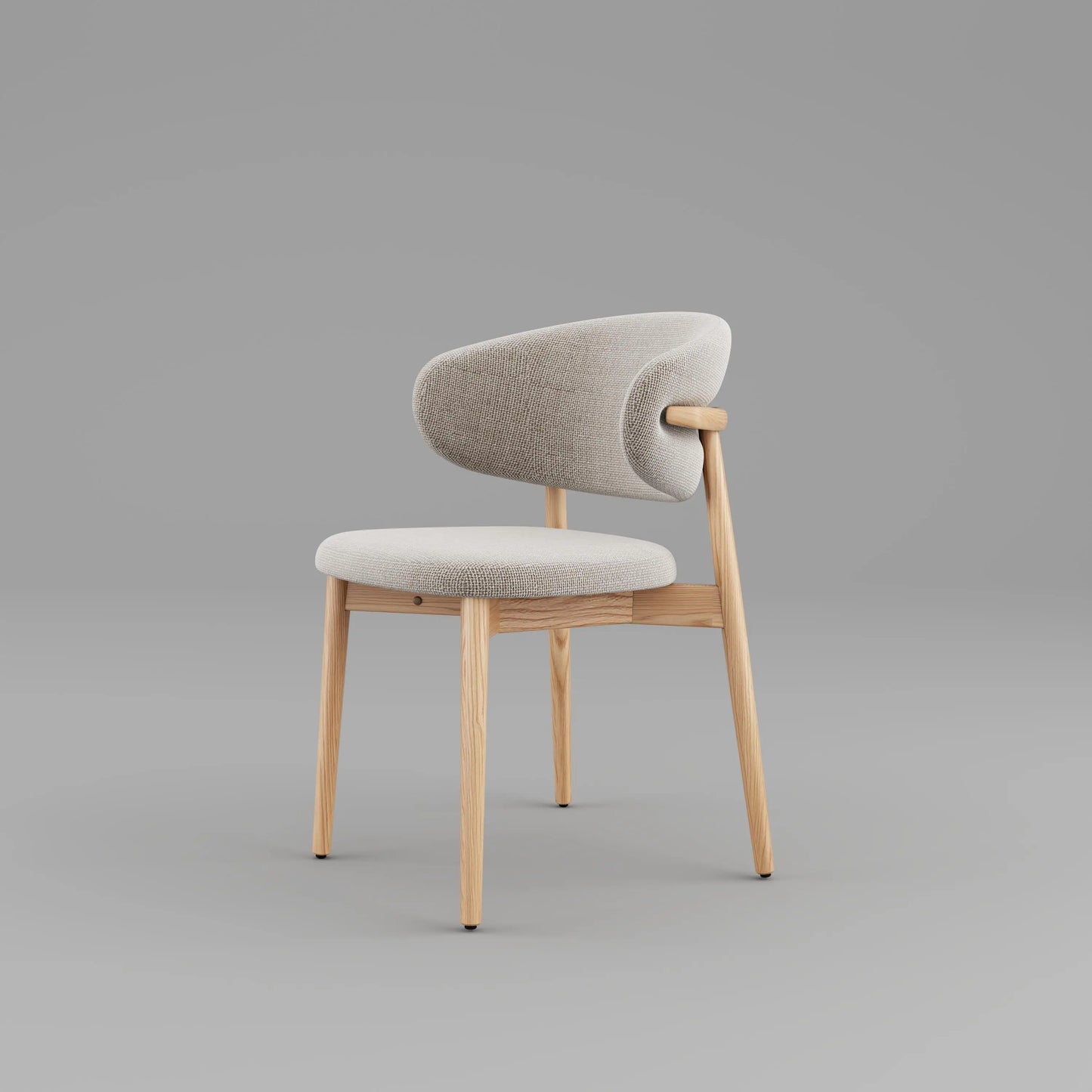 Solid Wood Dining Chairs Set of 2, Modern Upholstered Dining Chair with Curved Backrest, Natural Wood Legs