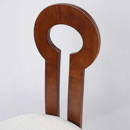 Wooden Dining Chairs Set of 2 Modern Round Dining Room Chair Comfy Fabric Upholstered Kitchen Chairs