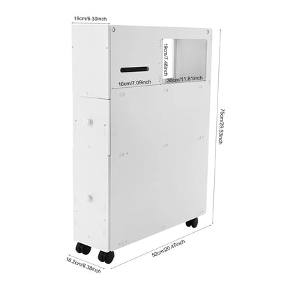 Bathroom Storage Cabinet, Narrow Floor Storage Cabinet, Storage Cabinet with Drawers 50kg Load-bearing Capacity