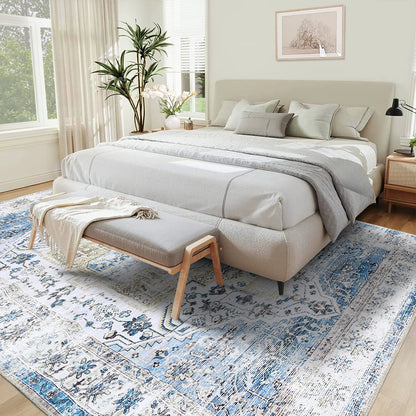 Large Area  Living Room Rug 10x13 Vintage Carpet Washable  Easy Cleaning Stain Resistant Indoor Carpet with Non-Slip