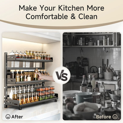 1pc Multi-Tier Spice Rack, Space-Saving Kitchen Countertop Organizer for Seasoning Jar Storage