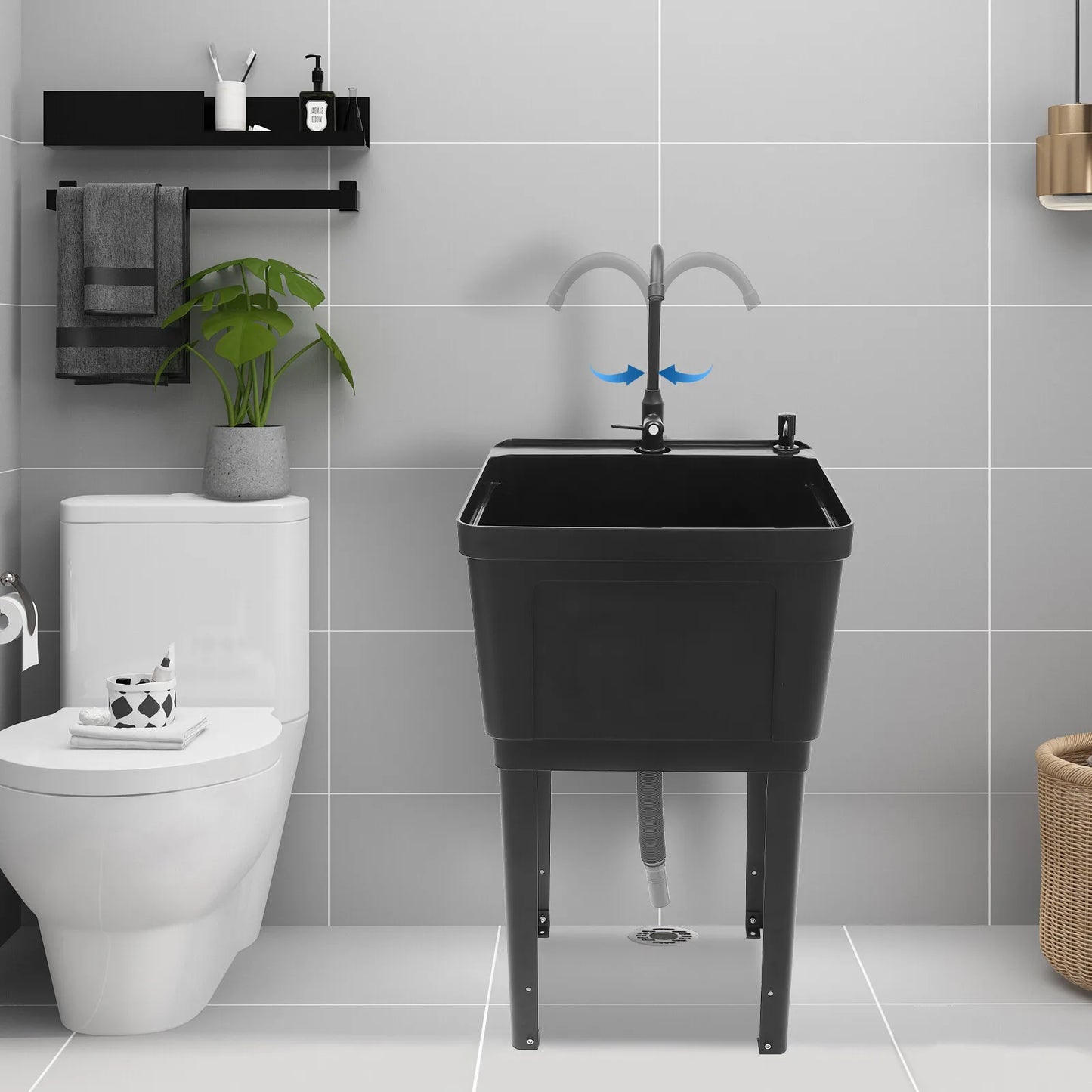 Utility Sink Laundry Tub Wash Bowl Basin Laundry Sink With Faucet Washboard USA