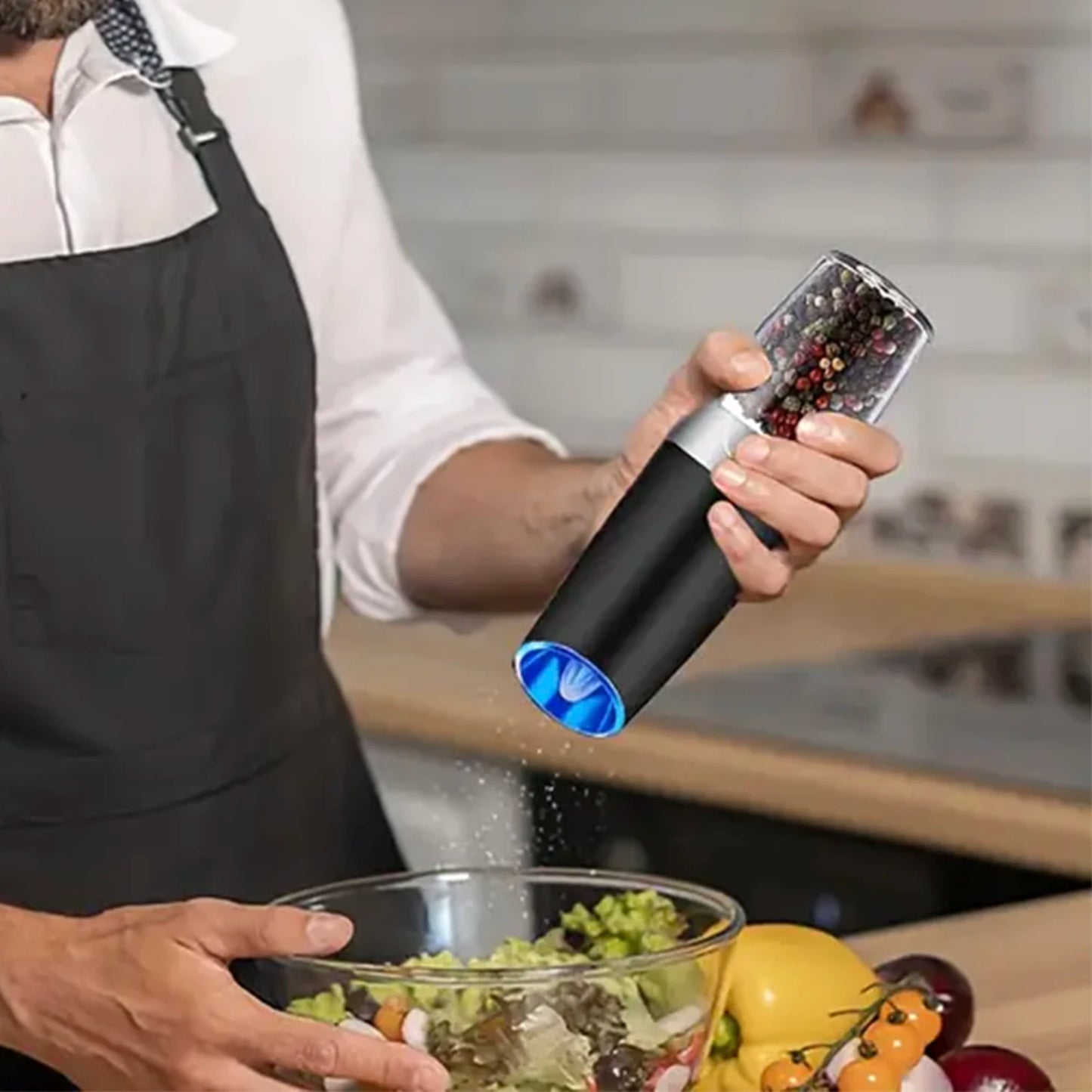 Gravity Electric Salt And Pepper Mill, Tilt To Grind Automatically, Battery Powered, Coarseness Adjustable