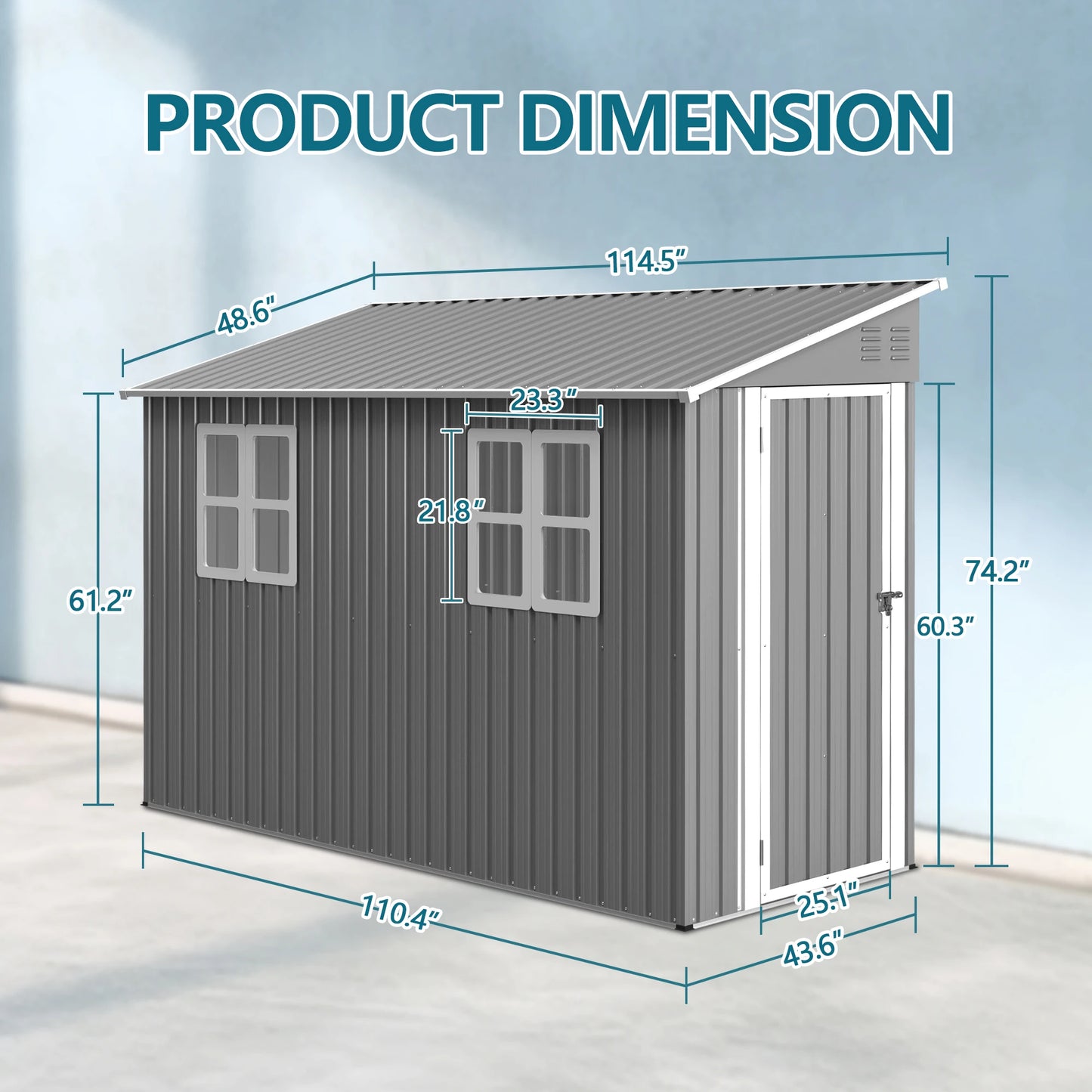4x10 FT Galvanized Steel Outdoor Shed – Weatherproof Lockable Storage for Tools, Bikes & Pets w/Sloping Roof & Window