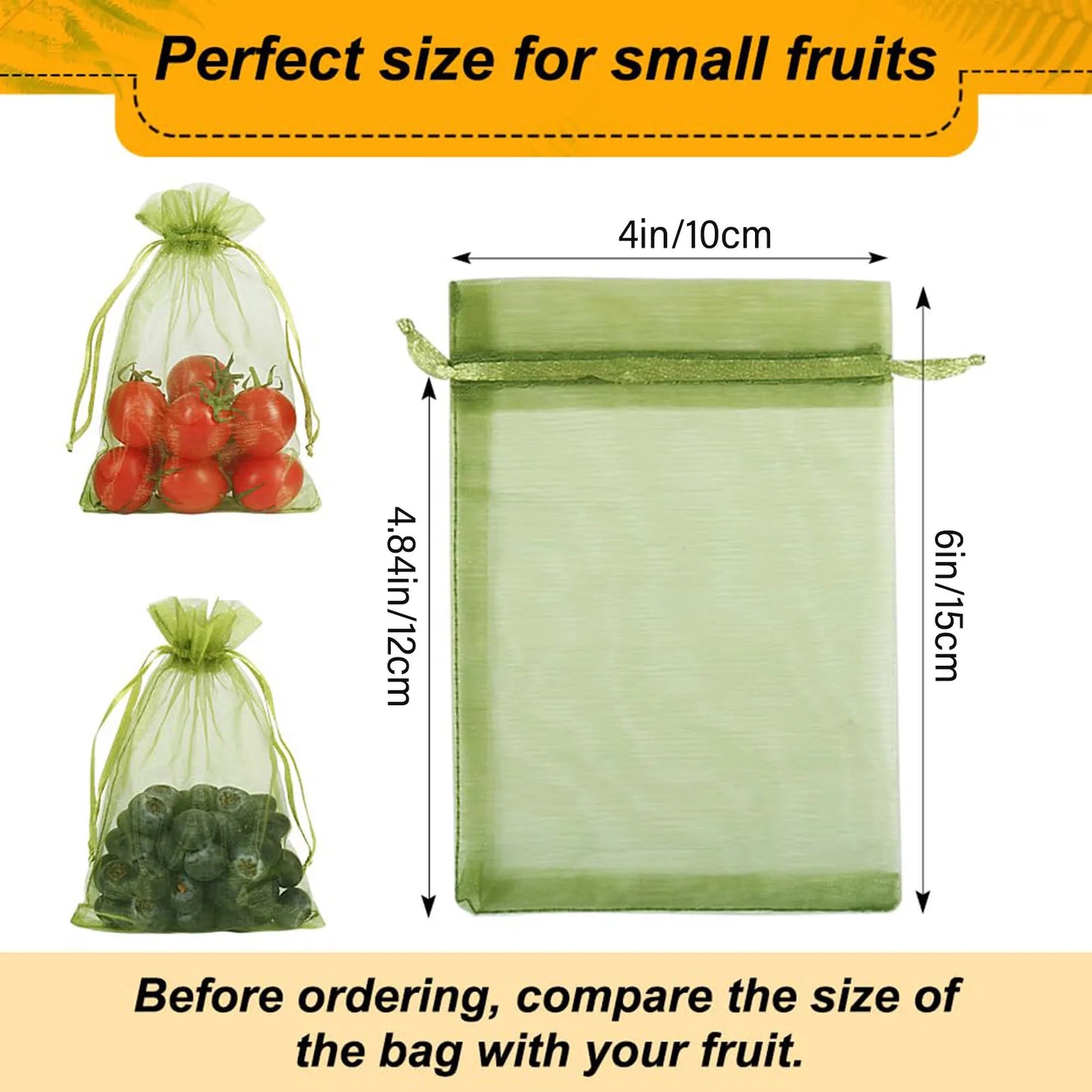 100pcs Drawstring Mesh Bags Fruit Cover Pest Barrier Protective Nets Insect anti-mosquito Net Bag Plant Garden Supplies