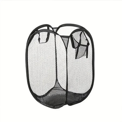 Clothes Basket Large Capacity Mesh Laundry Basket Ventilated Foldable Easy Storage Portable Bathroom Clothes Organizer Bag