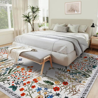 Washable Area Rugs , Non-Slip Floral