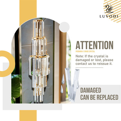 Modern Crystal Wall Lamp 3-Layer Wall Crystal Sconce Light E14 Led Corn Lights