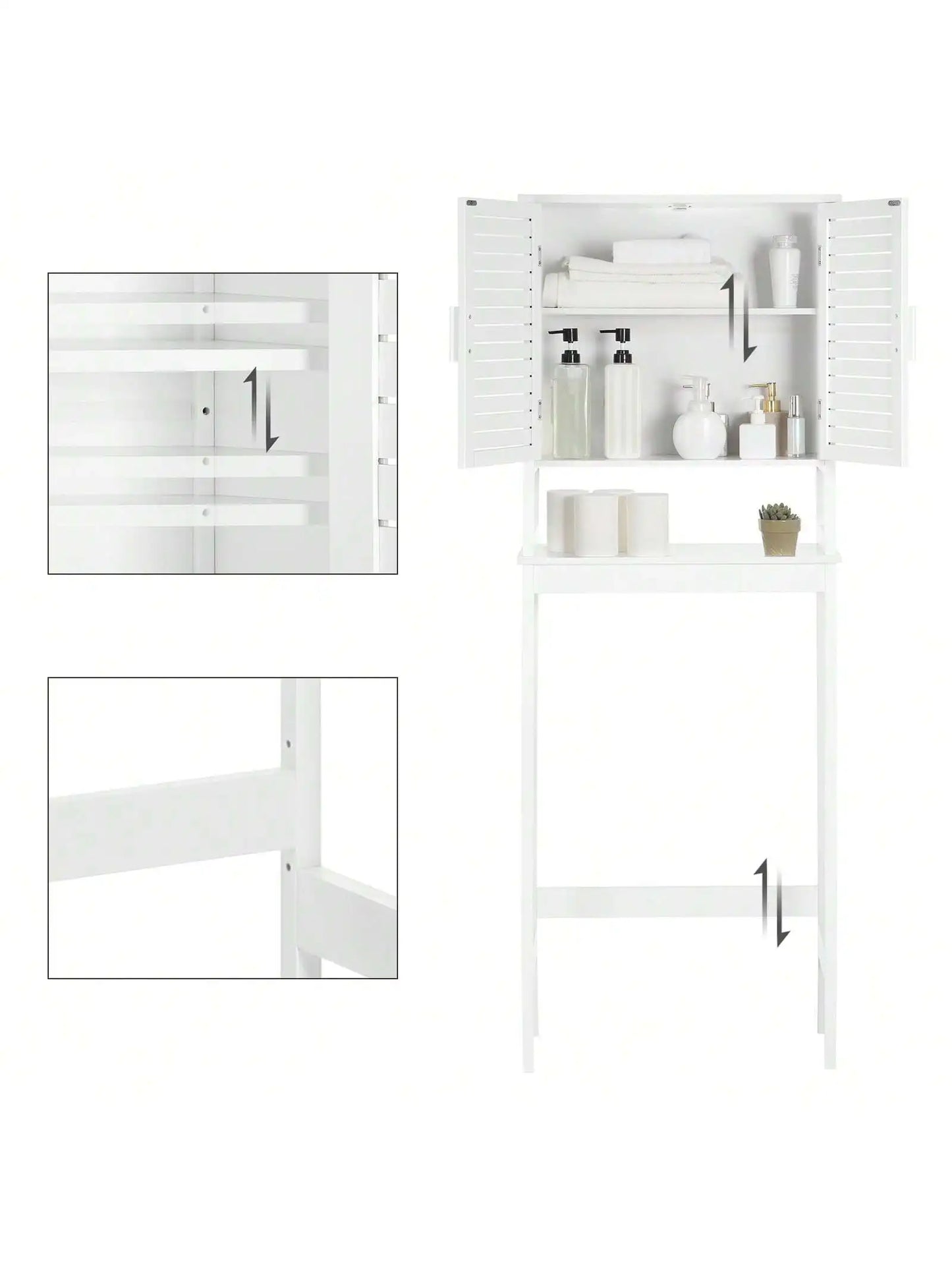 Over The Toilet Storage Cabinet, Bathroom Cabinet With Adjustable Inside Shelf And Bottom Stabilizer Bar