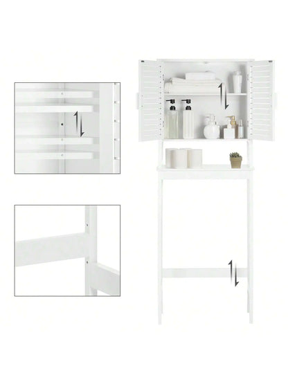 Over The Toilet Storage Cabinet, Bathroom Cabinet With Adjustable Inside Shelf And Bottom Stabilizer Bar
