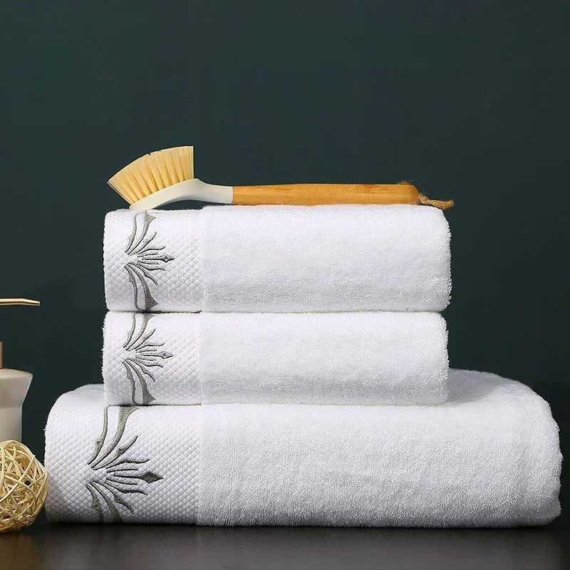 Embroidered Crown White bath towel 5stars Hotel Towels 100% Quality Towel Washcloths