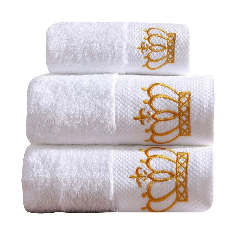 Embroidered Crown White bath towel 5stars Hotel Towels 100% Quality Towel Washcloths