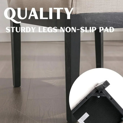 Beige Dining Chairs Set of 6, Mid-Century Modern Dining Chairs, Linen Upholstered