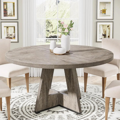 Round Wood Dining Table For Kitchen or Dining Room, 47 in