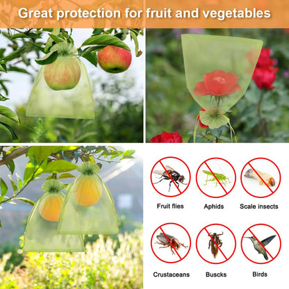 100pcs Drawstring Mesh Bags Fruit Cover Pest Barrier Protective Nets Insect anti-mosquito Net Bag Plant Garden Supplies
