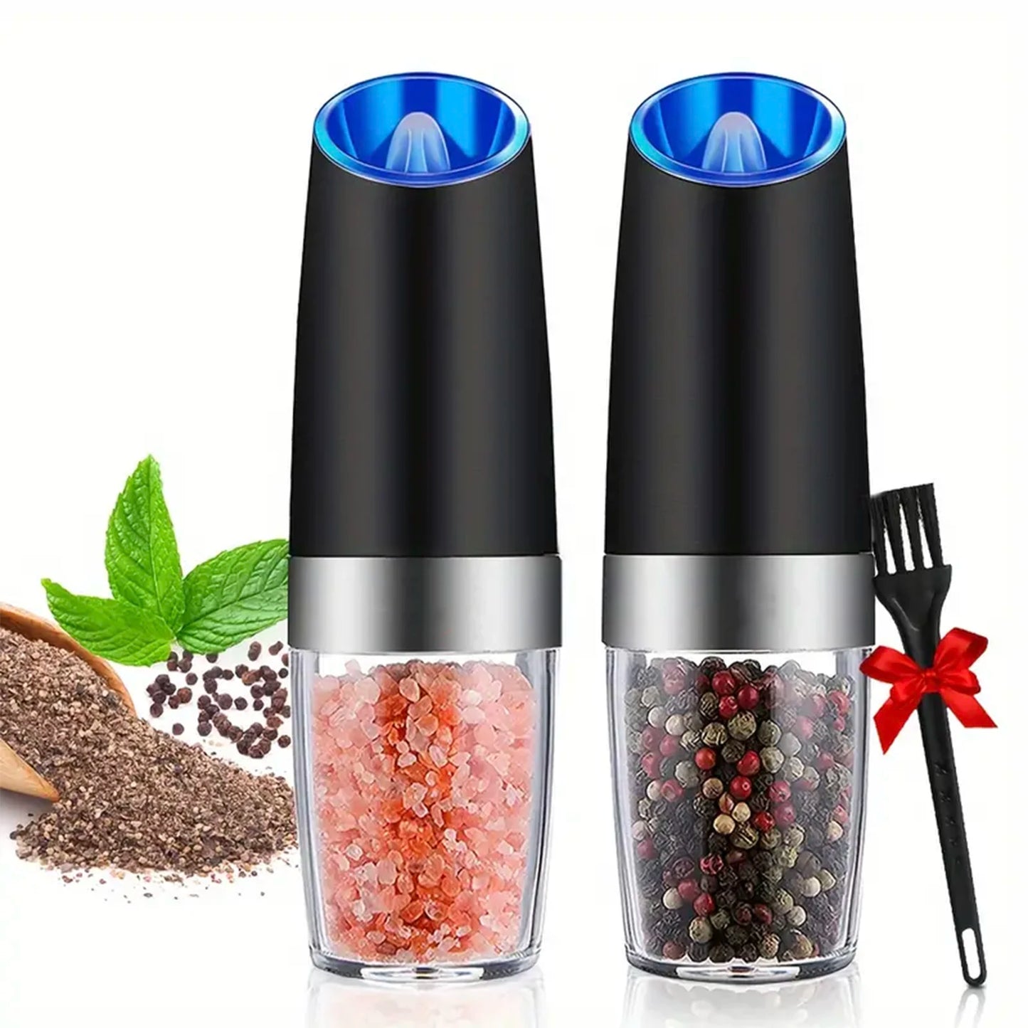 Gravity Electric Salt And Pepper Mill, Tilt To Grind Automatically, Battery Powered, Coarseness Adjustable