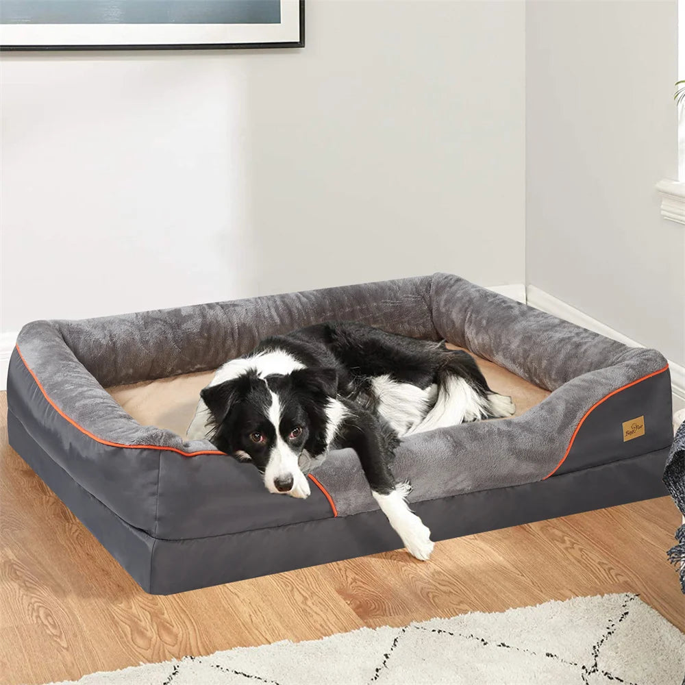 Jumbo Large Orthopedic Dog Bed Memory Foam Pet Sofa Couch Waterproof Elevated Cushion  Removable Cover