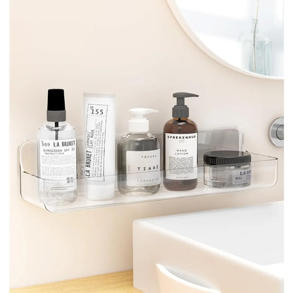 Shower shelves, Adhesive Clear Acrylic Bathroom Shower caddy Organizer, Transparent No Drilling Wall Mount Bathroom Storage