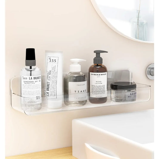 Shower shelves, Adhesive Clear Acrylic Bathroom Shower caddy Organizer, Transparent No Drilling Wall Mount Bathroom Storage