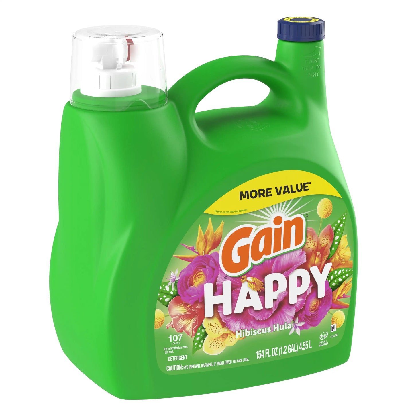 107 Load HE Laundry Soap 154oz Happy Scent, Top Rated Concentrated Detergent for Freshness and Effective Cleaning