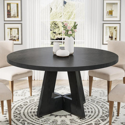 Round Wood Dining Table For Kitchen or Dining Room, 47 in