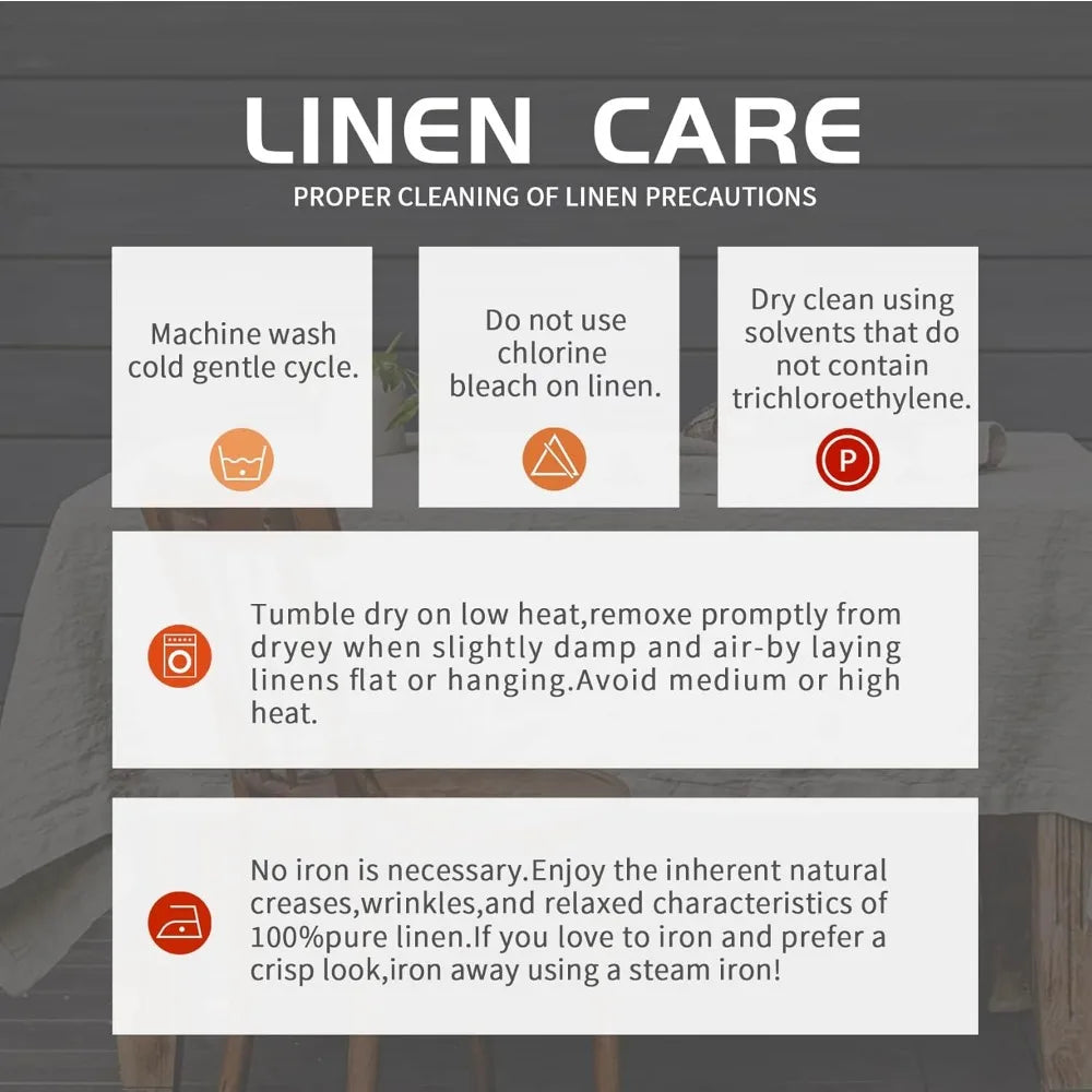 Pure Linen Hemstitch Tablecloth, 100% Stonewashed French Linen for Kitchen Dining, Rectangle Table, 60x144 Inches