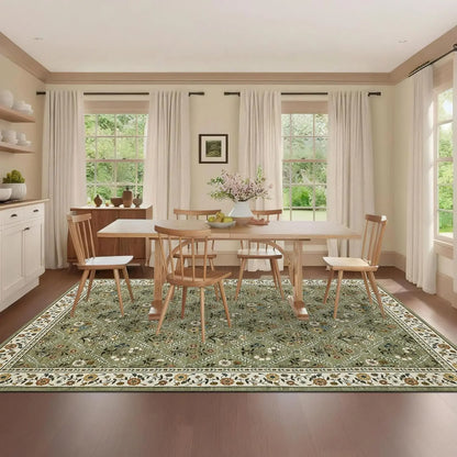 Vintage Washable Area Rugs for Living Room Soft Low-Pile Non-Slip Carpet  for Bedroom Dining Room Home Office