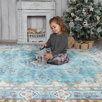 Elegant Floral Faux Wool Area Rug