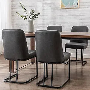 set of 4 comfortable linen-upholstered dining chairs with back support for modern kitchen