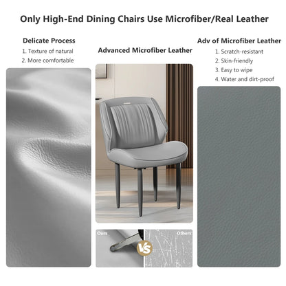 2Pcs PU Leather Dining Chairs Armless Wide Back Modern Accent Chairs for Dining Room Kitchen Suitable for All Tables